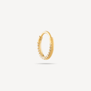 Yellow Gold Flat Hoop Piercing Diamond Line