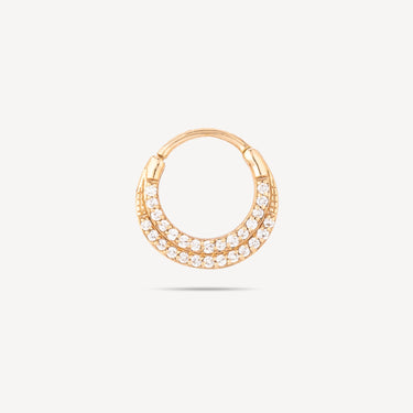 Flat Earring Piercing Rose Gold Double Line Diamonds