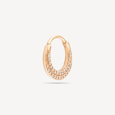 Flat Earring Piercing Rose Gold Double Line Diamonds