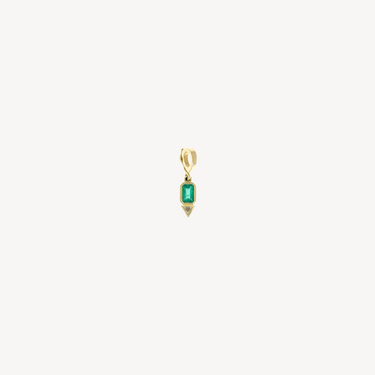 Emerald and Trillion Small Diamond Charm