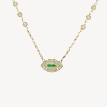 Diamond and Emerald Eye Necklace