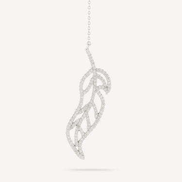 White gold leaf pendant necklace