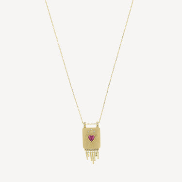 Heart and Angel Gold Fringe Necklace