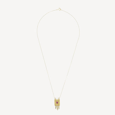 Collier Heart Tourmaline Solid Gold Plate