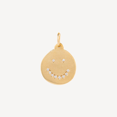 Gold and Diamond Smiley Disc Pendant