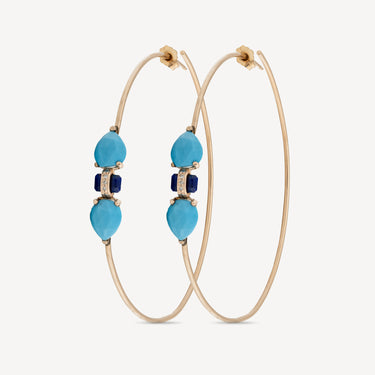 Blue Stones Hoop Earrings