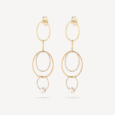 Oval Pearl Drop Earrings