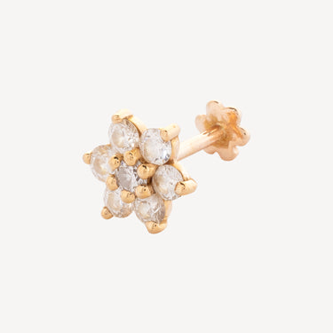 Diamond Flower Threaded Stud Earring