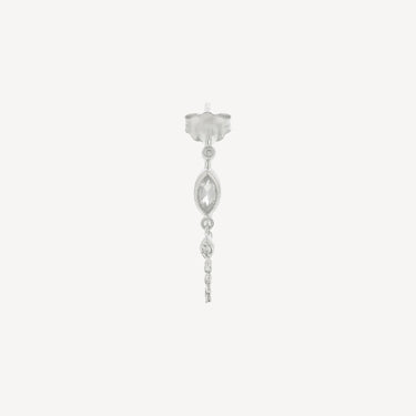 Moonstone and Diamond Eye White Gold Earring 