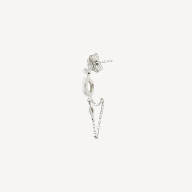 Moonstone and Diamond Eye White Gold Earring 