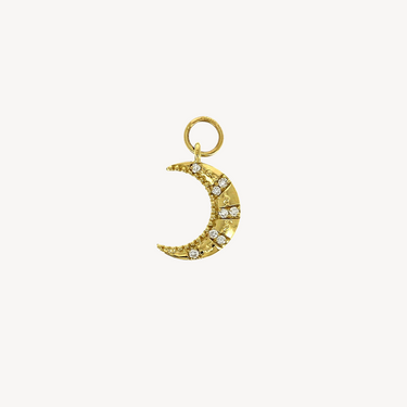 Crescent Moon Millegrain Pavé Diamonds Charm