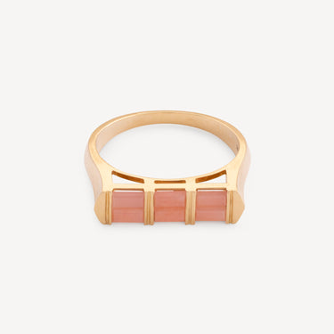 Rosafarbener Opal-Doppel-Baguette-Ring