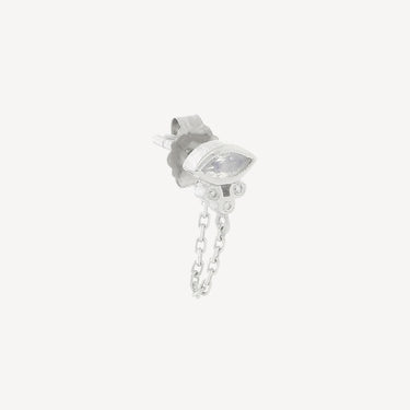 Rainbow Moonstone Marquise White Gold Stud 