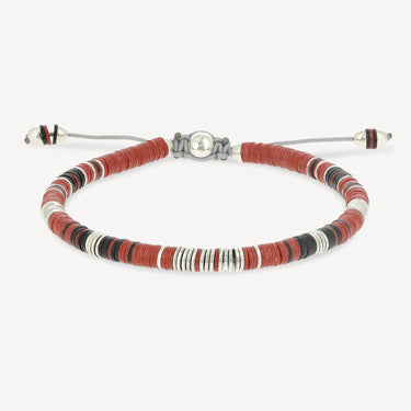 Rizon Red Pattern Beads with Silver Discs