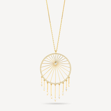 Ardente Round Long Necklace Yellow Gold Diamonds