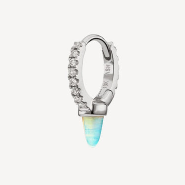 Créole 6.5mm Single Short Opal Spike Diamond Eternity Or Blanc