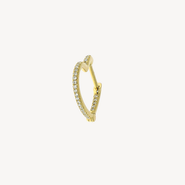 Small Diamond Pavé Heart Hoop Earrings