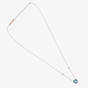 Collier petit coeur turquoise avec diamant