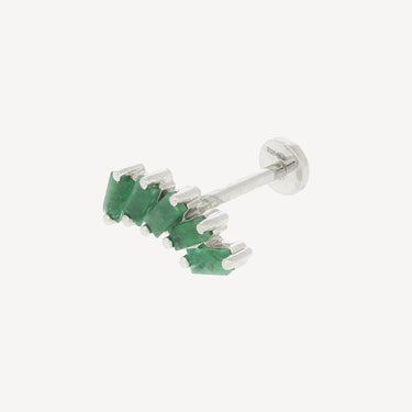 White Gold Emerald 5 Baguette Stud