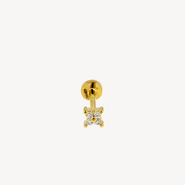 Puce Etoile Piercing 4 Diamanten Gelbgold