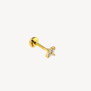 4 Diamonds Yellow Gold Star Stud