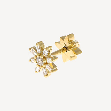 Piercing Puce Flower Baguettes Yellow Gold