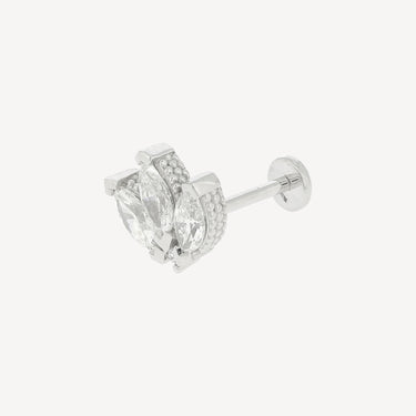 Piercing Puce Fleur Marquise Or Blanc