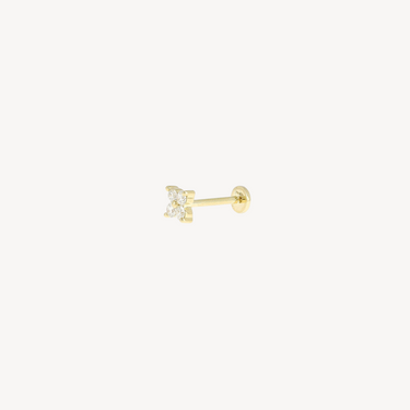 Puce Piercing Großer Stern 4 Diamanten Gelbgold