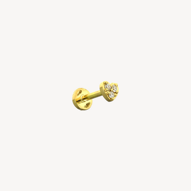 Heart Pavé Yellow Gold Mini Stud