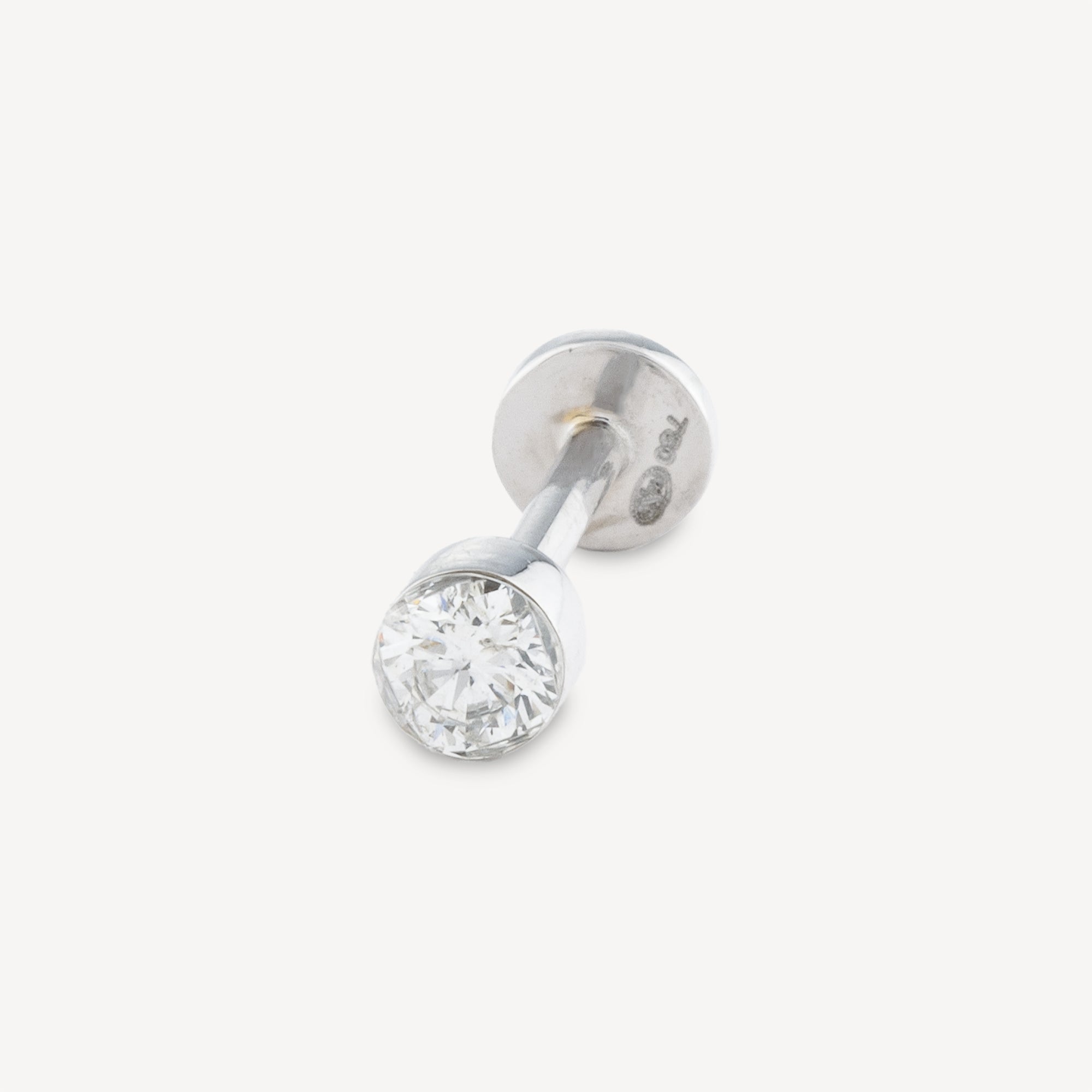 Piercing aus Weißgold mit Diamanten, 3 mm, unsichtbare Fassung