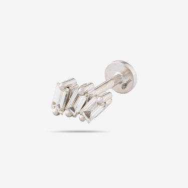 Puce Piercing White Gold 3 Diamond Baguettes