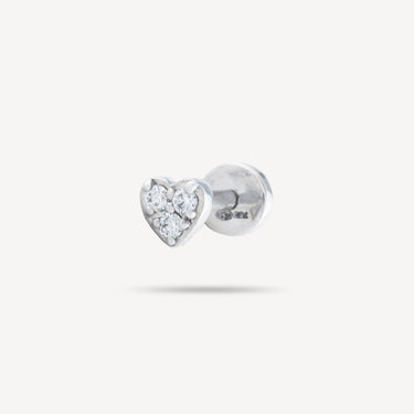 Puce Piercing White Gold Mini Pavé Heart