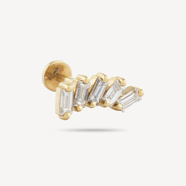 Piercing Puce Yellow Gold 5 Diamond Baguettes