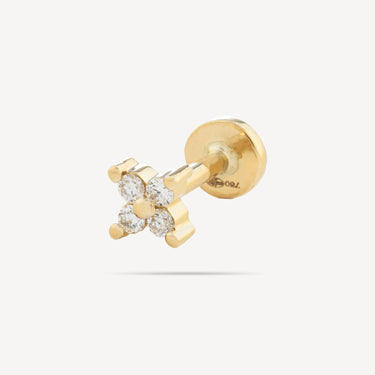 Piercing Puce Yellow Gold Star 4 Diamonds