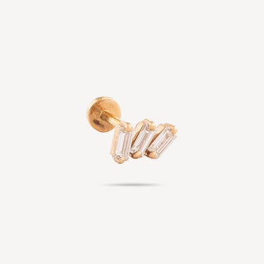 Piercing Puce Roségold 3 Baguettes Diamant