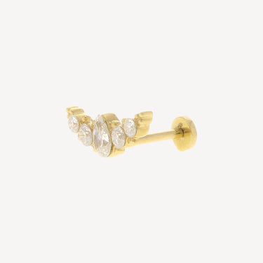 Invisible Yellow Gold and Brilliants Set Pear Stud