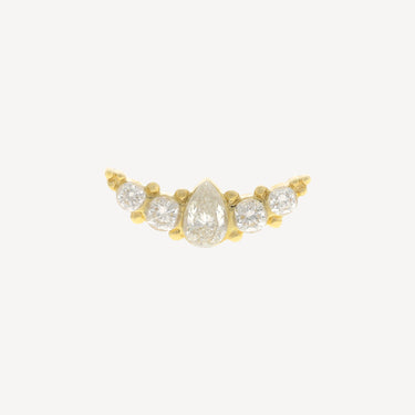 Invisible Yellow Gold and Brilliants Set Pear Stud