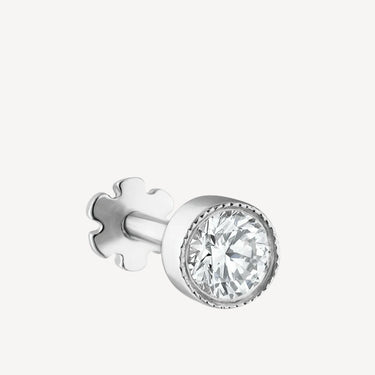 Stud Earring 3mm Scalloped Set Diamond Threaded