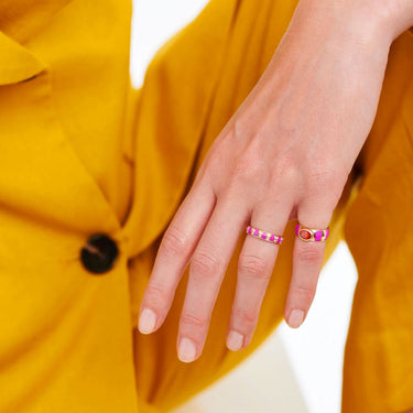 Pink Enamel and Diamonds Billie Ring