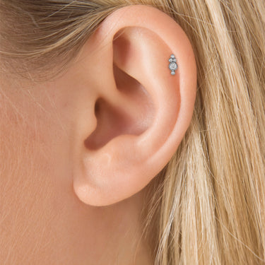 Boucle d'oreille Stud Five Diamond Trinity Threaded Or Blanc