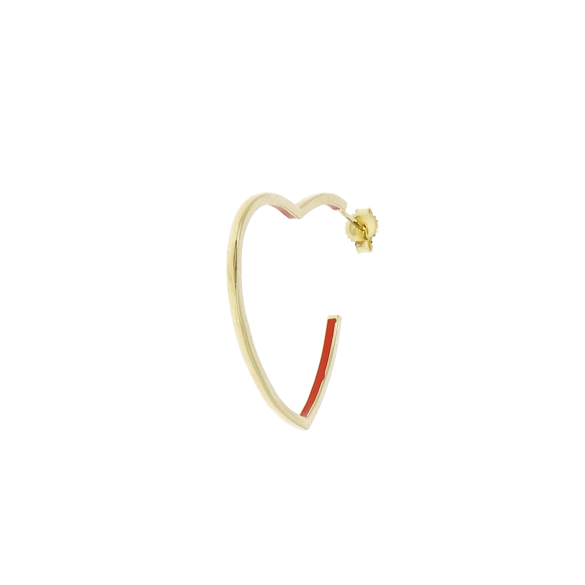 Red Enamel Heart Earring