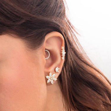 GM gebogenes Puce-Piercing, Marquises und Diamanten, Gelbgold